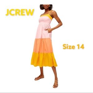 NWT JCrew Square-neck tiered dress 14